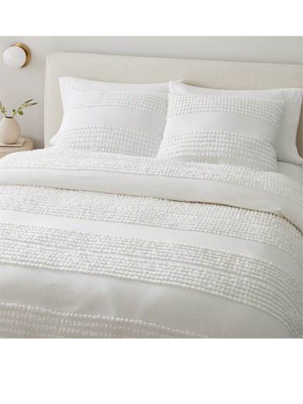 West Elm White Textured Cotton Duvet Cover